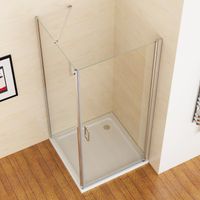 Duschkabine 80x80x195cm Dusche Duschwand 180° Schwingtür mit 80cm Seitenwand Eckeinstieg 6mm NANO Glas