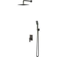 OMNIRES Slide - Conjunto de ducha con grifo empotrado, con cuerpo, 20x20 cm, 3 chorros, grafito SYSSL12GR