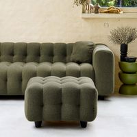 Pouf. module pour canapé. repose-pieds pour canapé 3 places en bouclette texturée kaki L 69 x P 59 x H 48cm - Leon