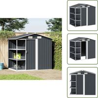 Abri de jardin avec étagère Anthracite 205x130x183 cm Fer - Abri De Jardin - Abri De Rangement - Stockage Exterieur - Outillage - Jardinage