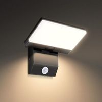 LAN Applique murale LED intérieure/extérieure avec détecteur de mouvement, panneau pliable 3000K, indice de protection IP65, idéale pour terrasse, entrée et jardin.
