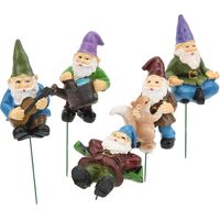 5 Figurines Nains de Jardin Décoratifs pour Pelouse - Couleurs Vives et Formes Adorables - Idée Cadeau Déco Extérieur