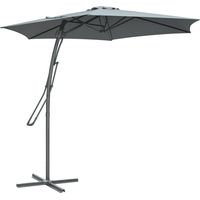 Parasol déporté Ø293 cm avec manivelle et pied en croix pour jardin et terrasse, gris foncé - PANGIVO