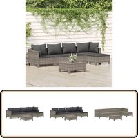 Salon de jardin 6 pcs avec coussins Gris Résine tressée - Salon De Jardin - Mobilier De Jardin - Ensemble Salon De Jardin - Meubles De Jardin - Résine Tressée