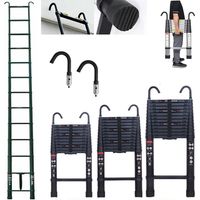 5-meter telescopic ladder with detachable hook, aluminum alloy material, heavy-duty retractable ladder, multi-purpose ladder, bearing 330 pounds, in line with EN131 safety standards