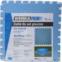 Werka Pro – Lot de 9 dalles de sol piscine 50x50cm – Surface 2,25m² – Épaisseur 3mm – Polyéthylène bleu pour extérieur
