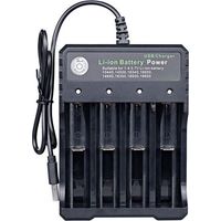 pair Chargeur de Batterie 18650 Universel Chargeur de Piles avec Indicateur LED 4 Slot USB Chargeur Pile pour Li-ION Pile au Lithium