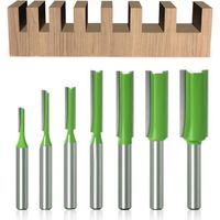 Set mit 7 geraden Fräsern mit 6-mm-Schaft, Hartmetall-Holzbearbeitungswerkzeug, ein- und zweischneidige gerade Fräser für Holz, 3 mm, 4 mm, 5 mm, 6 mm, 8 mm, 10 mm, 12 mm
