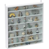 Vitrine murale en bois avec étagères réglables et 2 portes coulissantes en verre 80 x 9,5 x 83 cm Blanc