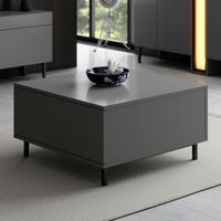 Table basse carrée gris foncé avec coffre de rangement AURA