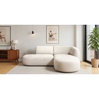 Ecksofa Designersofa BABETTE in Stoff Lins Creme Ottomane Rechts