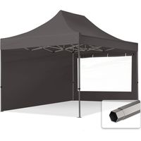 3x4,5m Faltpavillon, PREMIUM Stahl 40mm, Seitenteile mit Panoramafenstern, dunkelgrau