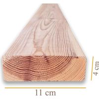Trave in legno di pino massello naturale da 200x4x11 cm, smussata e piallata