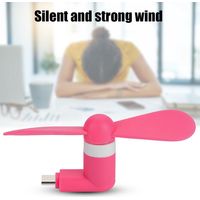 Ventilateur portable micro USB ultra silencieux pour smartphones Android OTG (rouge rose)