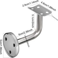 Juego de 6 soportes de acero inoxidable para pasamanos, soportes curvos para pasamanos redondos, soportes para barandillas de escaleras, soportes para pasamanos con tornillos de montaje para barandill
