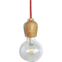 Portalampada in legno con cavo rosso CRISTALRECORD 93-621-15-026