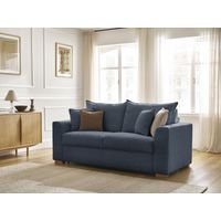 BOBOCHIC - Canapé droit convertible ouverture express AUGUSTIN tissu texturé 160x200 Bleu foncé
