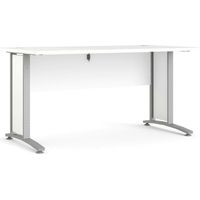 Dmora - Scrivania Ascorbato, Scrittoio multiuso, Tavolo per ufficio porta PC, Piano di lavoro, 150x80 h75 cm, Bianco e Grigio
