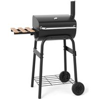 COSTWAY Barbecue a Carbonella con Ruote, Griglia a Carbone da Esterno con Coperchio, Termometro, Tavolo Pieghevole e Manico in Acciaio Inox, Barbecue Portabile per Giardino, Campeggio e Picnic