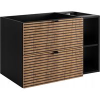 Rodan Waschbeckenunterschrank Loft 80 cm, Braun Matt und Schwarz, 46 x 80 x 57 cm, mit schwarzer Ablage, feuchtraumgeeignet