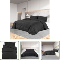 The Living Store Ensemble de housse de couette Noir 240x220 cm Coton - Housses De Couette - Literie - Drap Housse - Linge De Lit - Coton