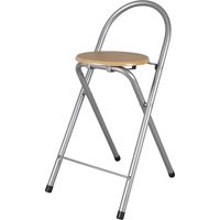 Taburete Plegable de cocina con Reposapiés Silla plegable de plata y madera 40x45x80 cm