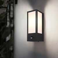 LED Wandleuchte mit Bewegungsmelder Außenleuchte mit Sensor Wandlampe schwarz, Metall, 1x E27 LED warmweiß, LxBxH 15,4x12x32 cm