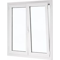 Fenêtre PVC 2 vantaux H 95 x L 90 cm OB pour pose en neuf avec poignée