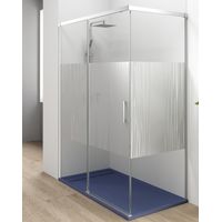 Mampara Ducha Rectangular Corredera Acceso Frontal Vidrio Templado 6mm Antical Serigrafía Perfil Cromo Brillo 120 (Adaptable 115-120cm) X 75