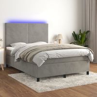 Boxspringbett mit Matratze & LED Hellgrau 140x190 cm Samt vidaXL