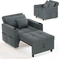 YODOLLA Convertible Sofa Bed 3-in-1 Pull out Arm Chair Folding Recliner Sleeper Single Bed for Adults, Dark Gray