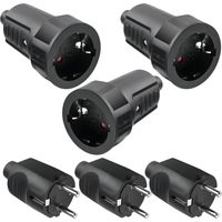Paar Schuko-Stecker – 250 V – 16 A – IP44 – Gummi – mit Verdrehschutz – 2-polig – wasserdichtes Gehäuse – schwarz – Schuko-Stecker und Gummistecker – Kabel nicht im Lieferumfang enthalten