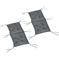 Set 2 Cuscini sedie esterno poliestere cotone con lacci, 50x98x8 cm, grigio