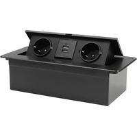 Presa di corrente nascosta da tavolo, presa di corrente integrata, multipresa retrattile a 2 vie con 2 porte USB, presa di corrente da tavolo, presa di corrente retrattile, scatola di connessione da t