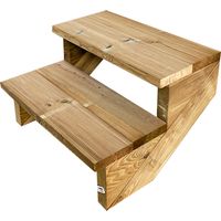 Escalier extérieur en bois 2 marches H 37cm L 60cm – Non contremarche – Matériau autoclave classe 4 – Pour espaces extérieurs - L-60cm