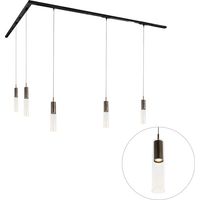 QAZQA Système d'éclairage sur rail moderne avec 5 Suspension bronze foncé monophasé - Iconic Lloyd