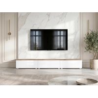 AX LIVING Barvo 3x100 TV Kommode Lowboard Braun/Weiß Hochglanz Stehend