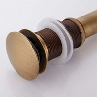 Tapón de desagüe retro para lavabos y fregaderos, tapón de clic-clac sin rebosadero, válvula de desagüe universal de latón bronceado, sifón para lavabo sin orificio de rebosadero, pulido – sin rebosad