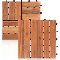 TolleTour Dalle en bois Acacia 30 x 30 cm Dalles de terrasse Système d'encliquetage Extérieur Dalles à encliqueter Balcon Dalles de terrasse Bois,résistant aux intempéries Antidérapant 33x