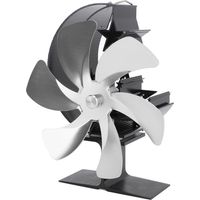 Ventilateur de poêle à 6 pales pour cheminée, alimenté par la chaleur, à circulation d'air rapide, motif demi-lune, thermoélectrique, argenté