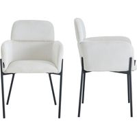 MEUBLER DESIGN Chaises Design Dossier Haut - Lot De 2 - Christine - Tissu Velours Côtelé Crème Pied Noir, Style , x x cm