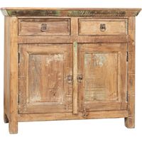 Buffet en bois massif recyclé finition vieillie aux dimensions L94xPR38xH84 cm