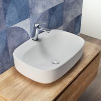Lavabo da Appoggio a Bacinella in Ceramica 60x42 Cm Bianco