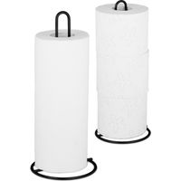 Relaxdays Lot de 2 supports à essuie-tout, non fixe, aussi pour papier-toilette, métal, sobre, H x D : 32 x 13 cm, noir