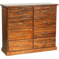 Rustikale Kommode aus massivem Lindenholz mit Nussbaum-Finish L116xPR41xH100 cm. Made in Italy