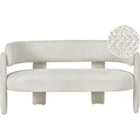 Canapé Scandinave Moderne en Tissu Chenille Dossier Incurvé 2 Places Blanc Cassé Burea