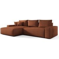 Canapé d’angle tissu tressé convertible avec coffre NINA angle gauche-Orange-angle gauche