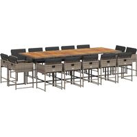 Maison Exclusive - Set da Pranzo da Giardino 15 pz con Cuscini Grigio Polyrattan