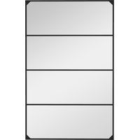 Miroir mural verrière rectangulaire style industriel. horizontal ou vertical avec 4 crochets. en métal noir 109 x 69 cm