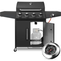 Gril à gaz 4 + 1 brûleur 52,000 BTU avec brûleur latéral, grande surface de cuisson, barbecue au propane extérieur avec panneau inox et jauge de température